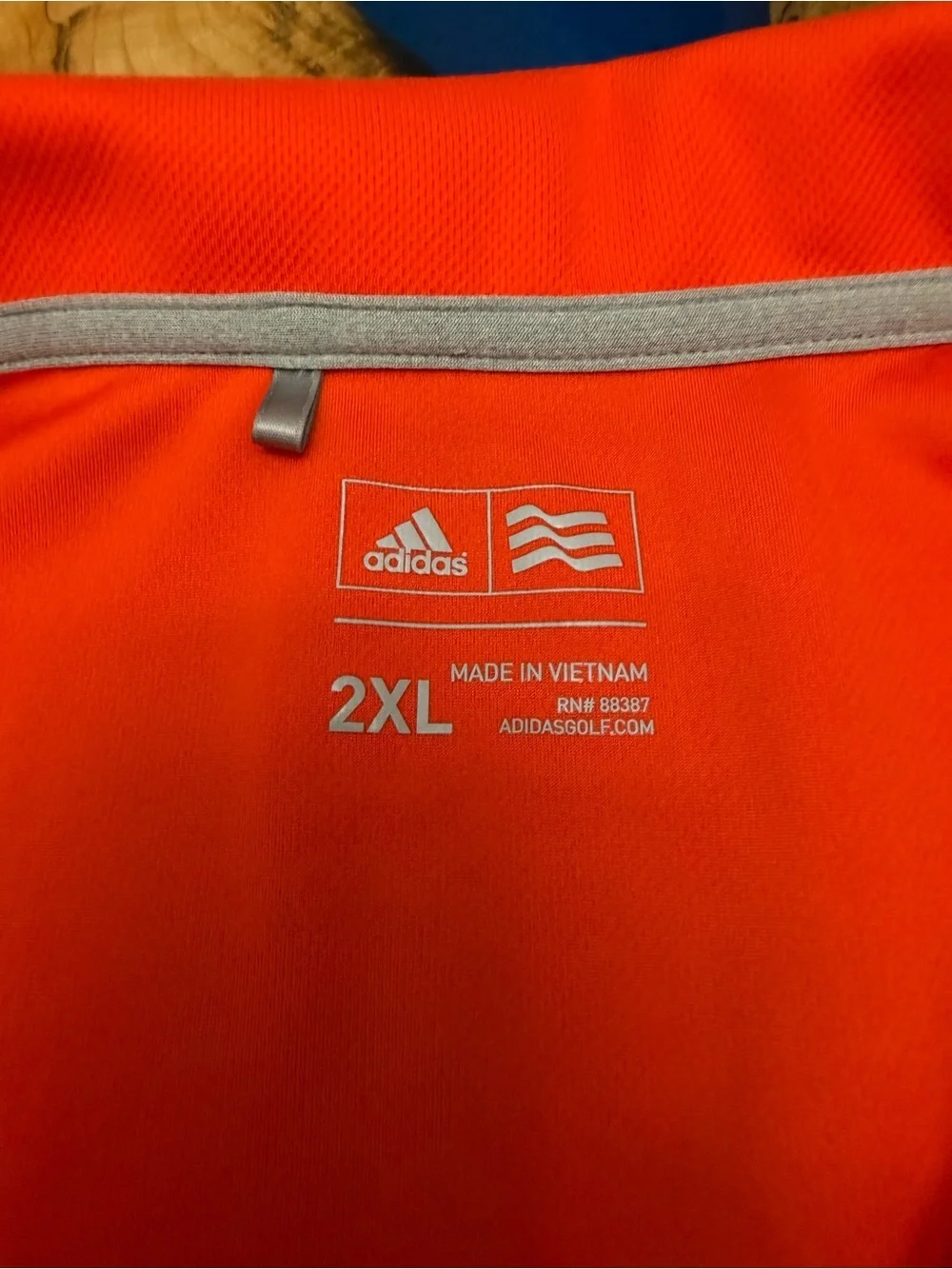 Adidas Golf Polo Shirt Men 2XL Orange Navy Colorblock Performance Stretch